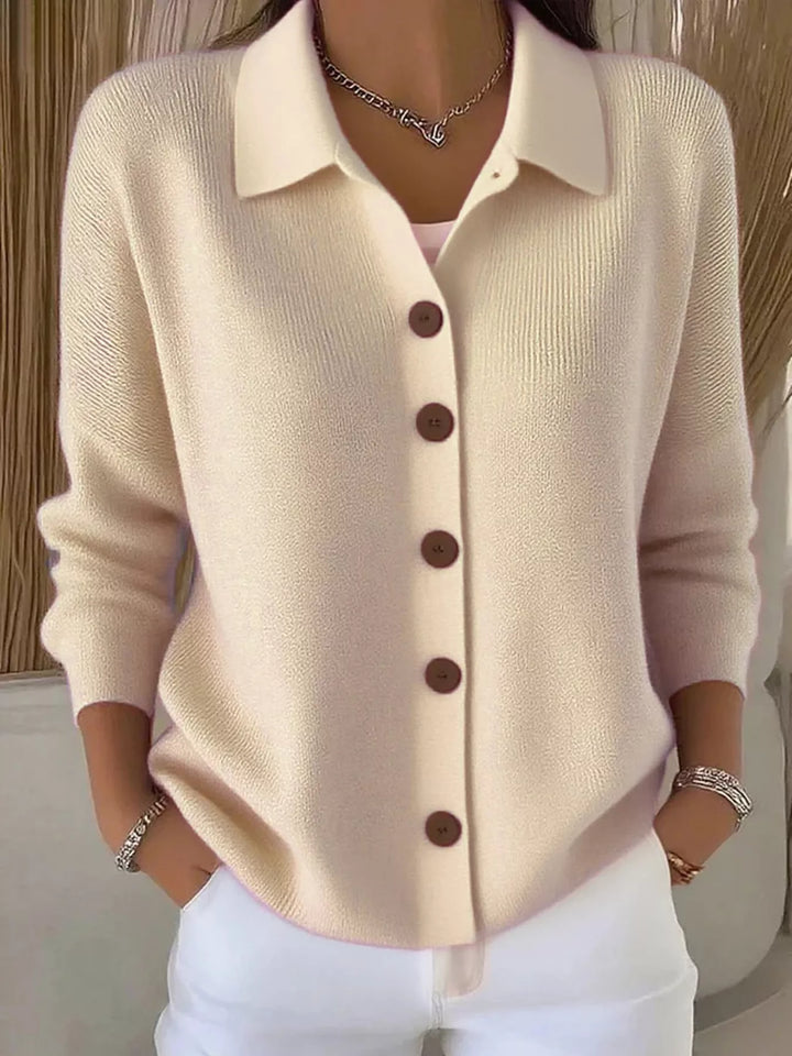 Rosa | Elegante Knit Cardigan met Kraag & Knoopdetail