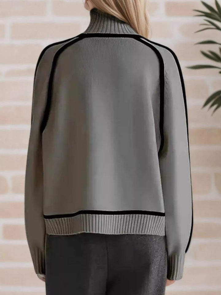 Fenna | Luxe Trui met Contrastdetails & Colkraag