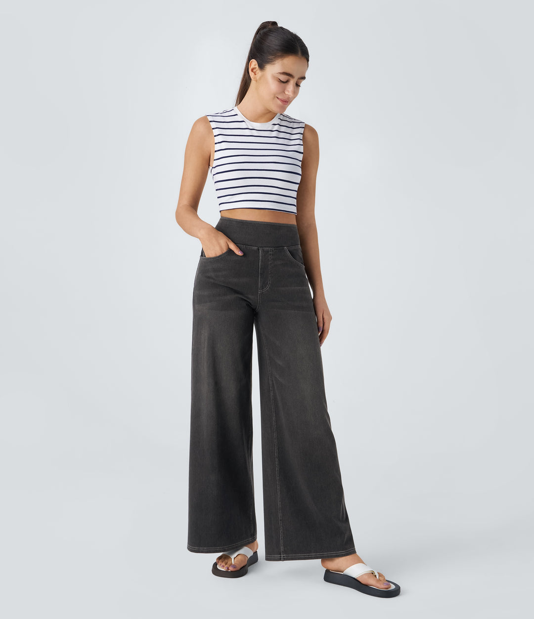 ÉVA | Elastische broek met hoge taille